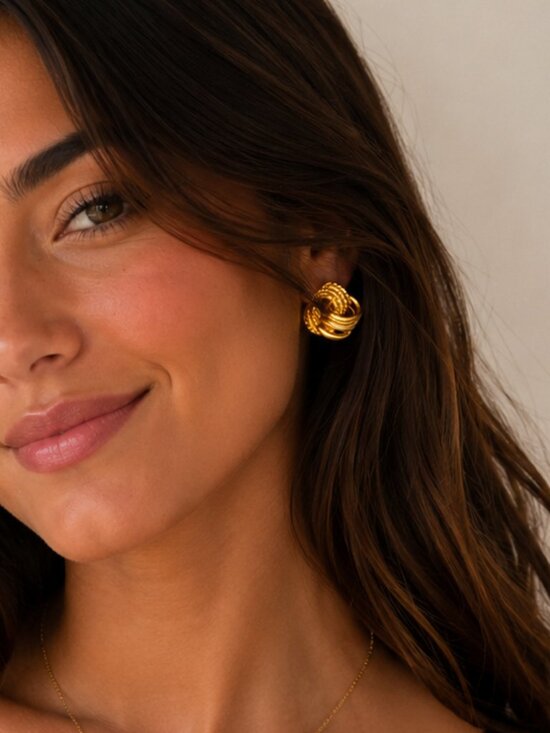 Solid 14k Gold Unique Cute Stud Earrings Pushback